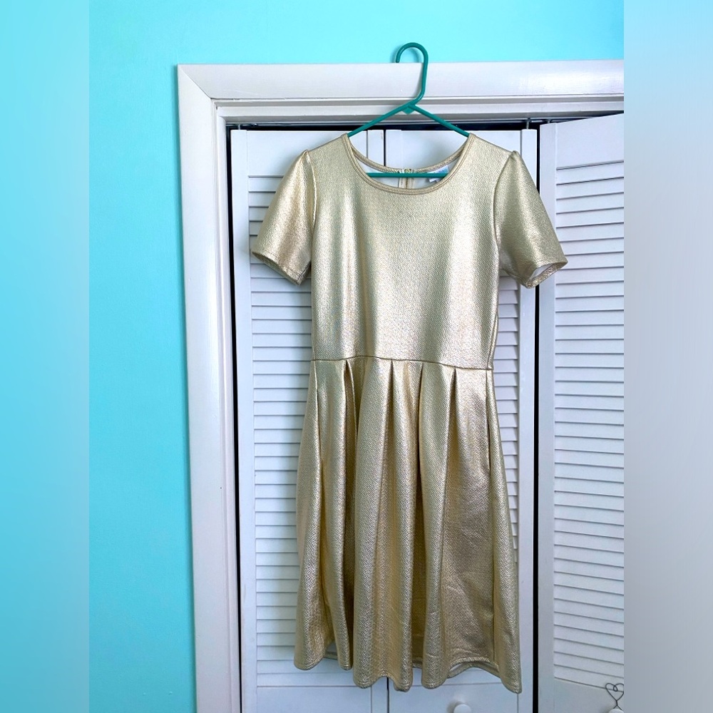 LuLaRoe gold skater dress
